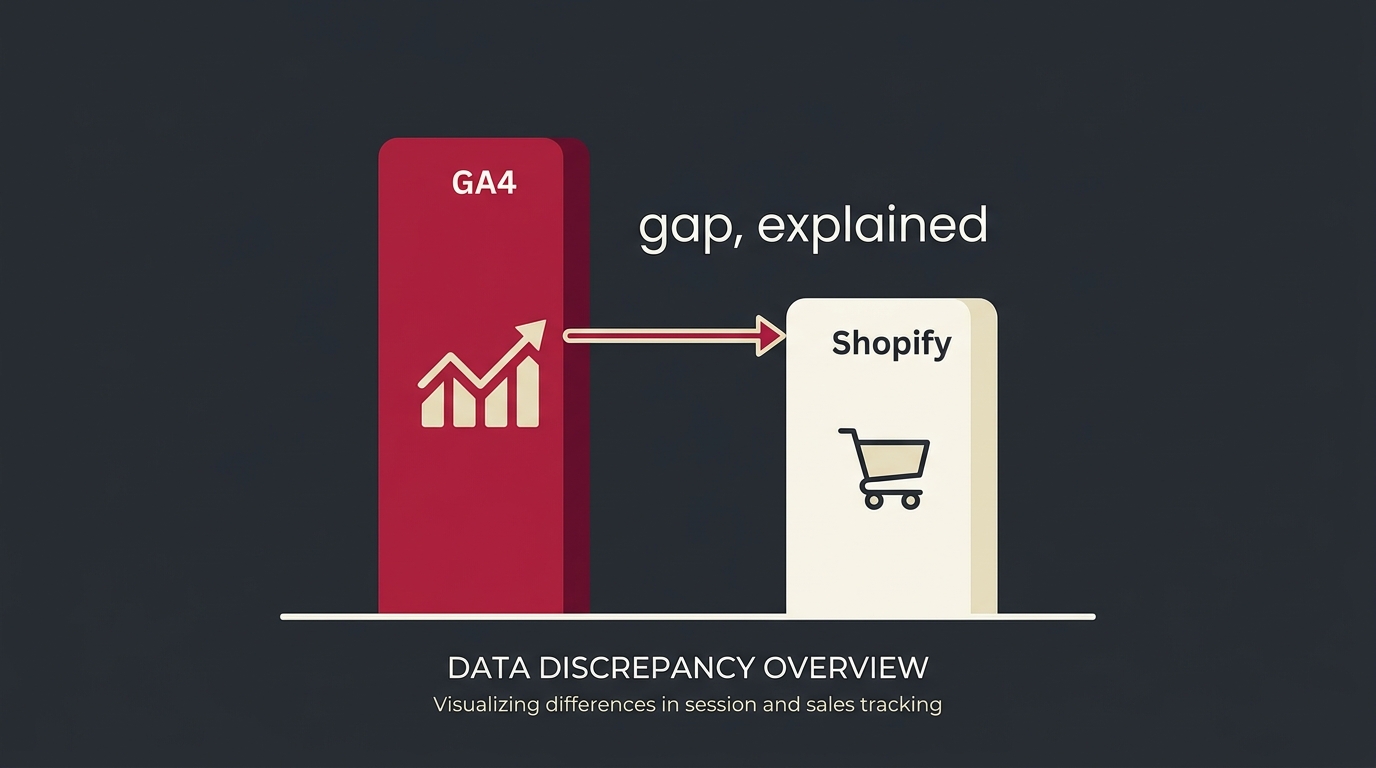 GA4 and Shopify as two separate data sources with a gap between them
